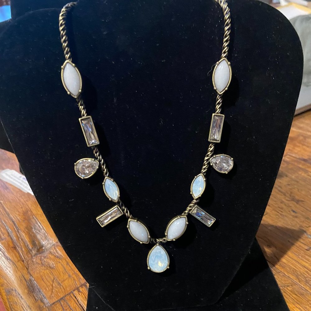 Silpada "Chrystal Clear"Antique Brass, Swarovski Chrystal ,Quartz Necklace